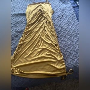 Gold satin slip dress